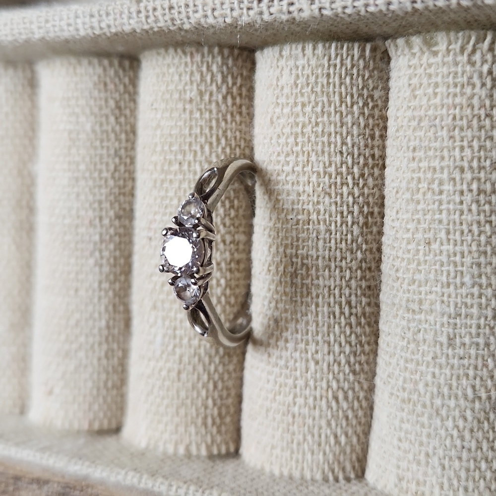 3 Stone Sterling Silver Ring Sz 9